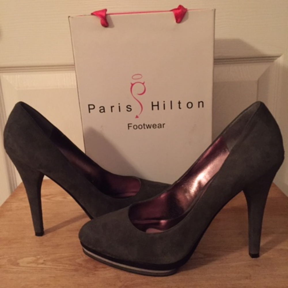 Grey suede heels